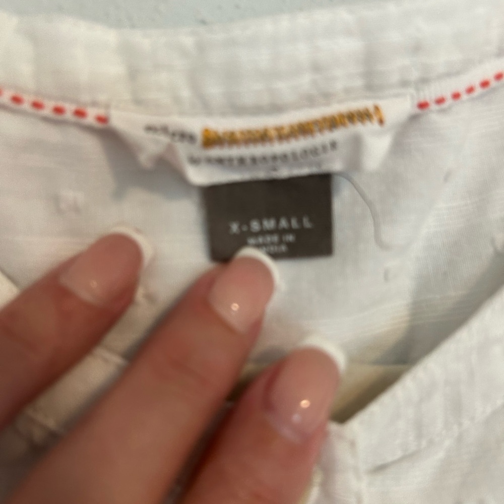 Anthropologie White Textured Button-Up Tunic - image 3